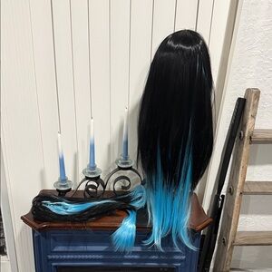 Black and Blue Ombre Wig 30”